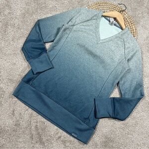 Quechua Decathlon Sweatshirt V-Neck Longsleeve Outdoor in Tie Dye Ombre Gray XS